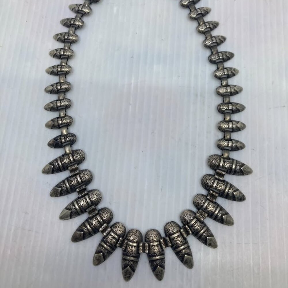 Vtg '40 sterling silver choker cleopatra tribal necklace 50 gr.